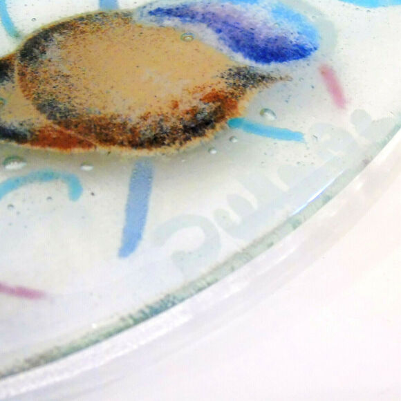 Andra DuRee Martin FUSED ART GLASS PLATE Starfish Sea Shell Sand Dollar Nautical - Picture 3 of 5